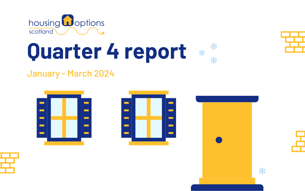 Front cover of the Quarter 4 Report, January - March 2024. There is a door and two windows
